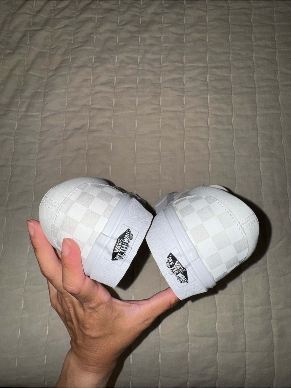 Vans Men White Checkerboard Slip-On Shoe Pair